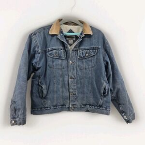 Denim Cold Storage Corduroy Collar Men's Size 3XT Blue Jean Jacket Vintage